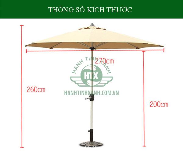 Chi tiết cụ thể kích thước ô dù ngoài trời