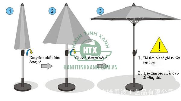 Thao tác đóng mở của dù đúng tâm tròn dễ dàng